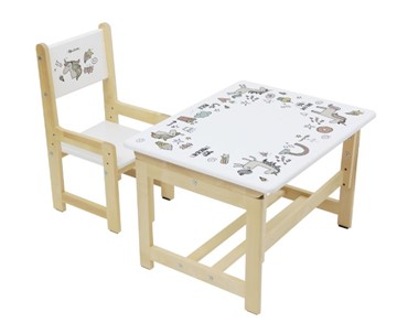 Комплект детской мебели POLINI KIDS ECO 400 SM, ЕДИНОРОГ, 68Х55 СМ, БЕЛЫЙ-НАТУРАЛЬНЫЙ в Ишиме