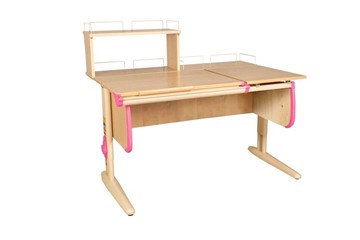 Детский стол-трансформер 1/75-40 (СУТ.25) + Polka_z 1/600 + Polka_zz 1/600 бежевый/бежевый/розовый в Тюмени