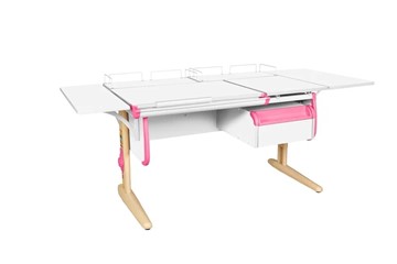 Растущий стол 1/75-40 (СУТ.25) + Polka_z 1/600 (2 шт.) + Polka_b 1/550 (2 шт.)  + Tumba 1 белый/бежевый/розовый в Ишиме