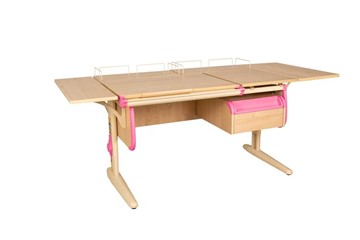 Детский стол-трансформер Дэми 1/75-40 (СУТ.25) + Polka_z 1/600 (2 шт.) + Polka_b 1/550 (2 шт.)  + Tumba 1 бежевый/бежевый/розовый в Тюмени