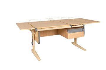 Детский стол-трансформер Дэми 1/75-40 (СУТ.25) + Polka_z 1/600 (2 шт.) + Polka_b 1/550 (2 шт.)  + Tumba 1 бежевый/бежевый/серый в Тюмени