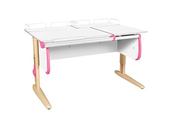 Детский стол-трансформер 1/75-40 (СУТ.25) + Polka_z 1/600 (2шт) белый/бежевый/розовый в Тюмени
