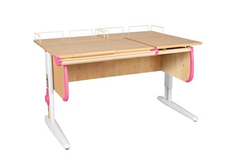 Детский стол-трансформер 1/75-40 (СУТ.25) + Polka_z 1/600 (2шт) бежевый/белый/розовый в Тюмени