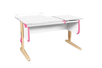 Детский стол-трансформер 1/75-40 (СУТ.25) + Polka_z 1/600 белый/бежевый/розовый в Тюмени