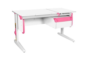 Детский стол-трансформер 1/75-40 (СУТ.25) + Tumba 1 Белый/Белый/розовый в Тюмени