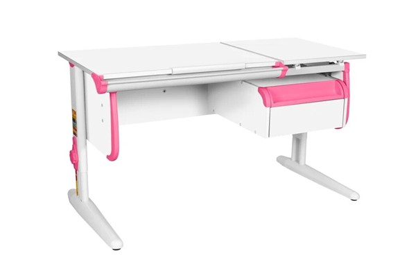 Детский стол-трансформер 1/75-40 (СУТ.25) + Tumba 1 Белый/Белый/розовый в Заводоуковске - изображение