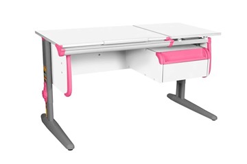 Детский стол-трансформер 1/75-40 (СУТ.25) + Tumba 1 Белый/серый/розовый в Ишиме