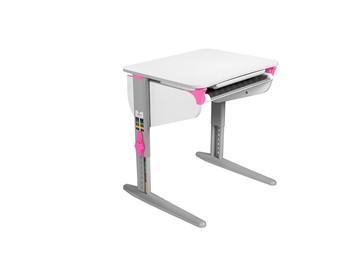 Детский стол-трансформер 5/75 (СУТ. 44) Белый/Серый/Розовый с лотком без полок в Тюмени