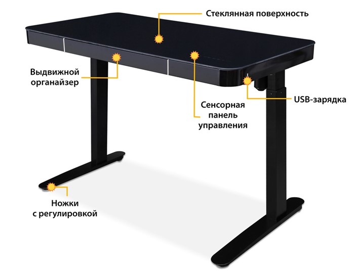 Стол с электроприводом Mealux Electro 1050 Black в Заводоуковске - изображение 1