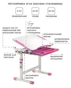 Растущий стол SET Holto-2А розовый в Заводоуковске - предосмотр 6