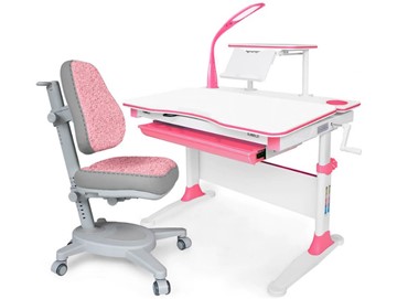 Растущая парта + стул Комплект Mealux EVO Evo-30 BL (арт. Evo-30 BL + Y-115 KBL), серый, розовый в Тюмени - предосмотр