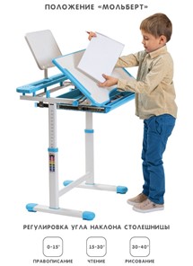 Растущая парта и растущий стул SET HOLTO-17А, голубой в Заводоуковске - предосмотр 2