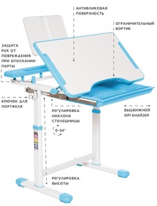 Растущая парта и растущий стул SET HOLTO-17А, голубой в Заводоуковске - предосмотр 5