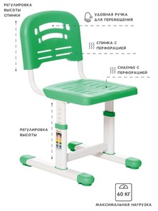 Растущая парта и растущий стул SET HOLTO-17А, зеленый в Заводоуковске - предосмотр 4