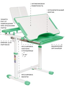 Растущая парта и растущий стул SET HOLTO-17А, зеленый в Тюмени - предосмотр 5