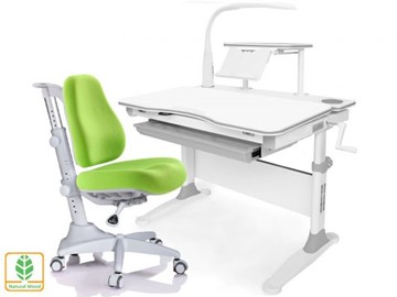 Растущая парта + стул Mealux EVO Evo-30 G (арт. Evo-30 G + Y-528 KZ) (дерево)/(стол+полка+кресло+чехол+лампа)/ белая столешница (дерево), цвет пластика серый в Тюмени - предосмотр