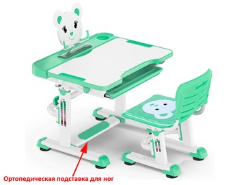 Растущий стол и стул Mealux EVO BD-04 Teddy New XL, green, зеленая в Тюмени