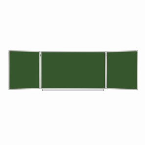 Доска  для мела 3-х элементная 100х150/300 см, 5 рабочих поверхностей, зеленая, BRAUBERG, 231707 в Тюмени